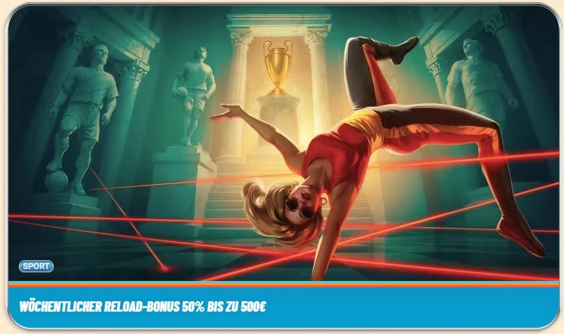Bonus di ricarica settimanale: 50% fino a 500 € per un divertimento ancora maggiore!